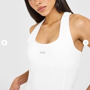 ❌SOLD❌MELLOW™ RIB ONER EMBROIDERED SQUARE NECK VEST WITH BUILT IN BRA SHELF